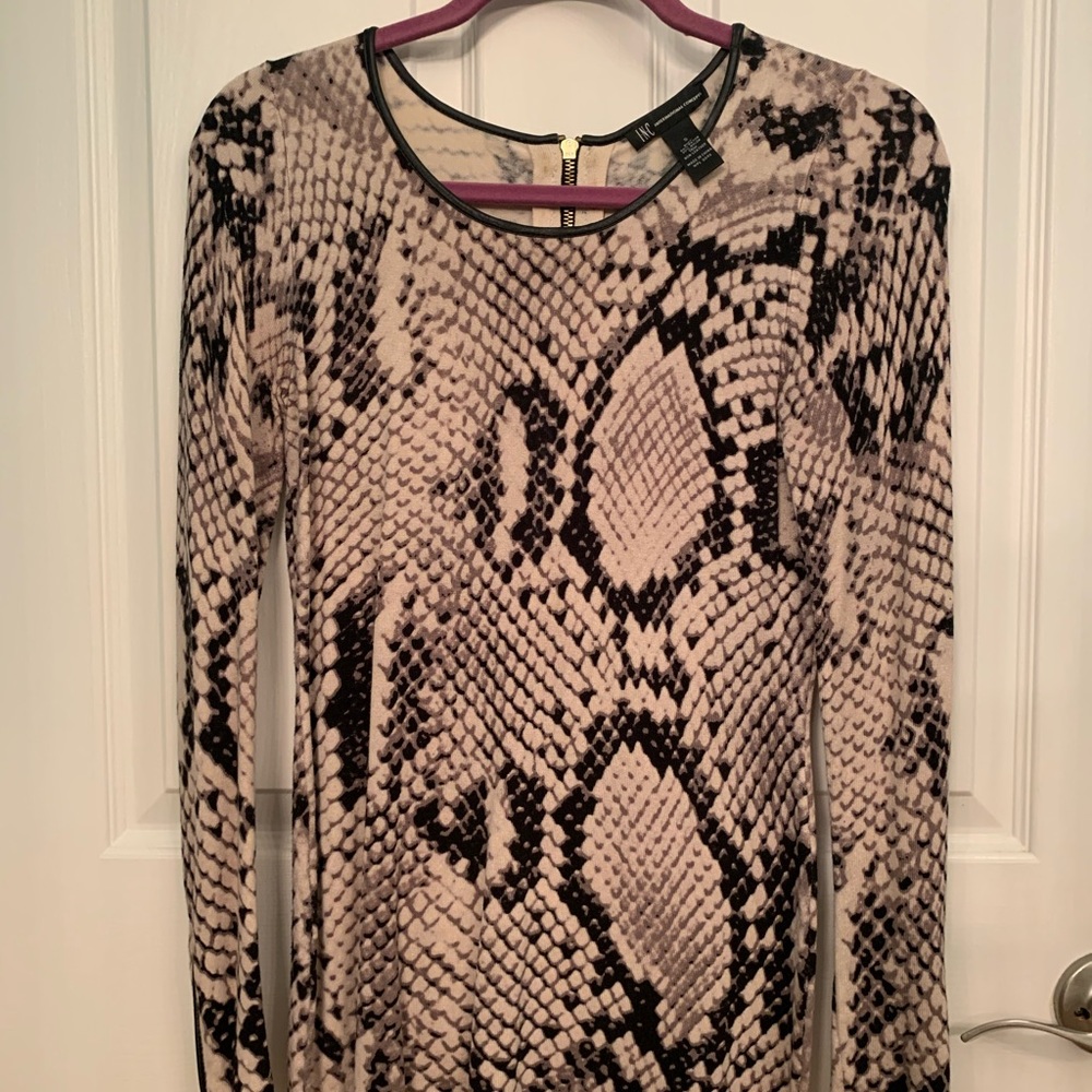 INC Snakeskin Animal Print zip long sleeve shirt